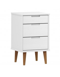 Comodino MOLDE Bianco 40x35x65 cm in Legno Massello di Pino 2