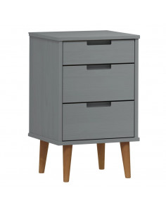 Comodino MOLDE Grigio 40x35x65 cm in Legno Massello di Pino 2