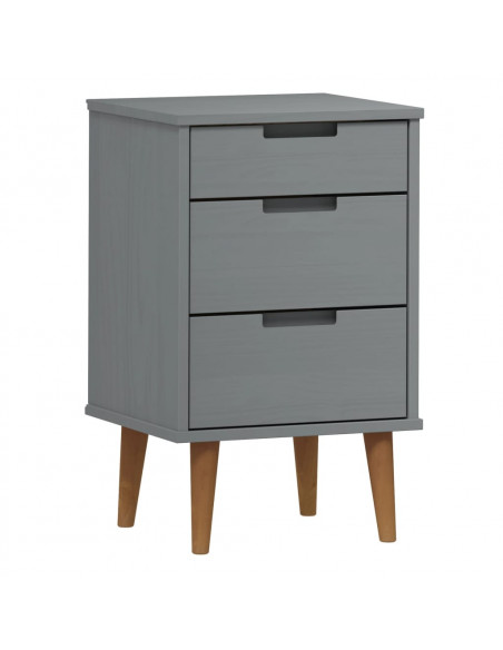 Comodino MOLDE Grigio 40x35x65 cm in Legno Massello di Pino