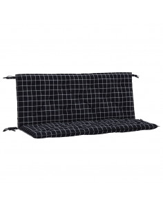 Cuscini Panca da Giardino 2pz a Quadri Nero 120x50x7 cm Tessuto 2