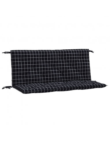 Cuscini Panca da Giardino 2pz a Quadri Nero 120x50x7 cm Tessuto