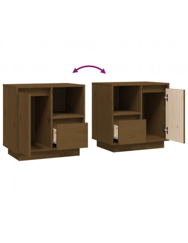 Comodini 2 pz Miele 50x34x50 cm in Legno Massello di Pino