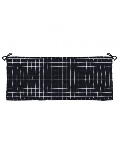 Cuscini Panca da Giardino 2pz a Quadri Nero 120x50x7 cm Tessuto
