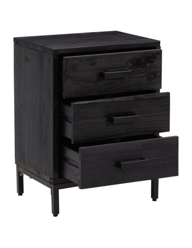 Comodini 2 pz Neri 40x30x55 cm in Legno Massello di Pino