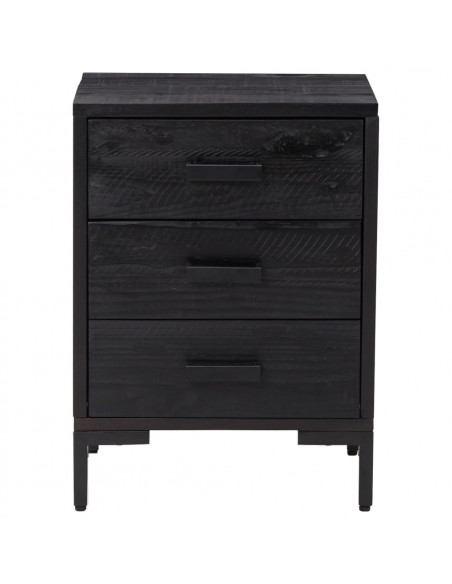 Comodini 2 pz Neri 40x30x55 cm in Legno Massello di Pino