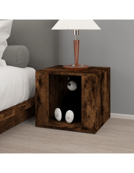 Comodino Rovere Fumo 41x40x36 cm in Legno Multistrato