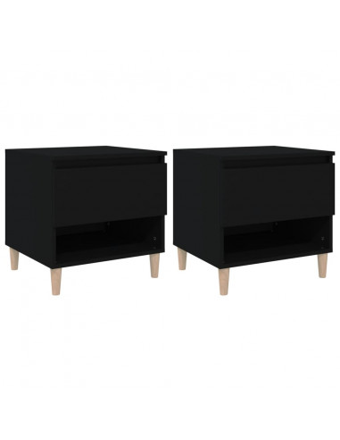 Comodini 2 pz Neri 50x46x50 cm in Legno Multistrato