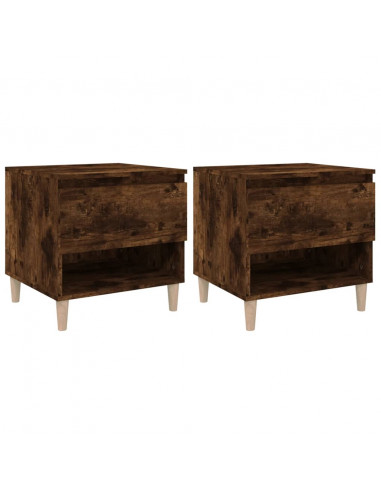 Comodini 2 pz Rovere Fumo 50x46x50 cm in Legno Multistrato