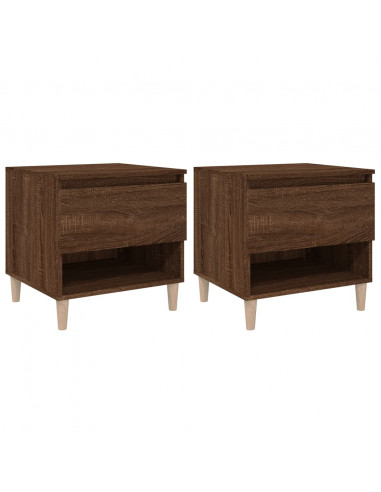 Comodini 2 pz Rovere Marrone 50x46x50 cm in Legno Multistrato