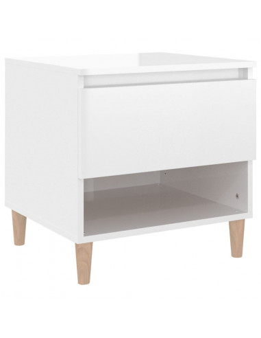 Comodino Bianco Lucido 50x46x50 cm in Legno Multistrato