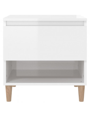 Comodino Bianco Lucido 50x46x50 cm in Legno Multistrato