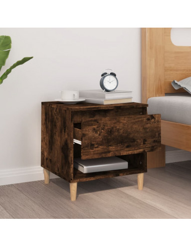 Comodino Rovere Fumo 50x46x50 cm in Legno Multistrato