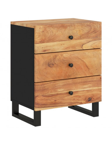 Comodino 50x33x62 cm Legno Massello Acacia e Legno Multistrato