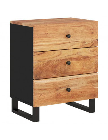 Comodino 50x33x62 cm Legno Massello Acacia e Legno Multistrato