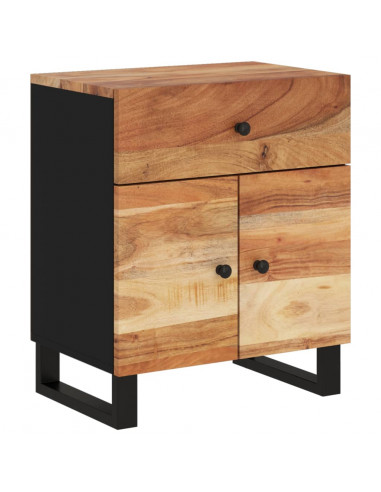 Comodino 50x33x60 cm Legno Massello Acacia e Legno Multistrato