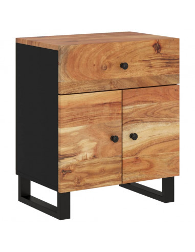 Comodino 50x33x60 cm Legno Massello Acacia e Legno Multistrato