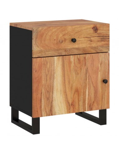 Comodino 50x33x60 cm Legno Massello Acacia e Legno Multistrato