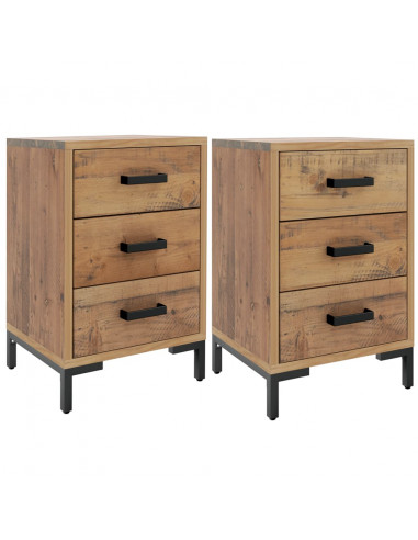 Comodini 2 pz 40x30x55 cm in Legno Massello di Pino