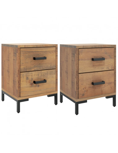 Comodini 2 pz 36x30x45 cm in Legno Massello di Pino