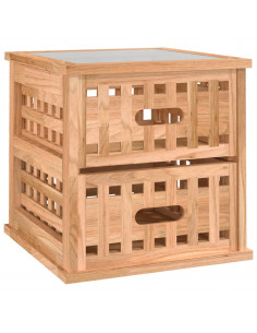 Comodino 34x34x34 cm in Legno Massello di Noce 2