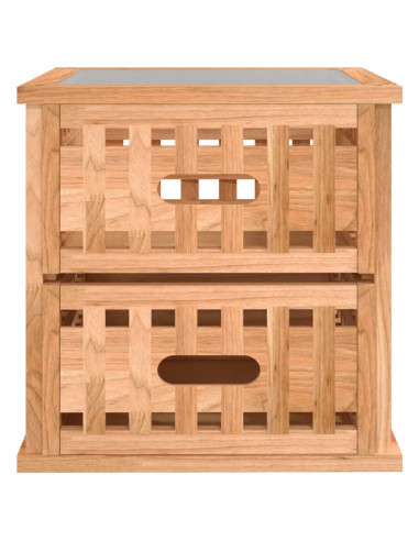 Comodino 34x34x34 cm in Legno Massello di Noce