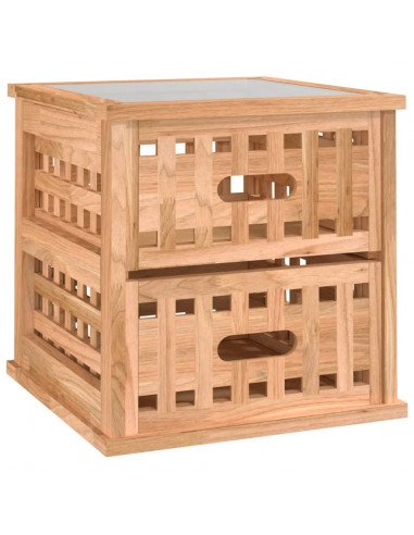 Comodini 2 pz 34x34x34 cm in Legno Massello di Noce