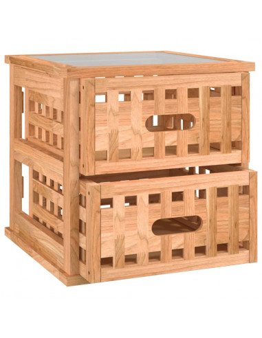 Comodini 2 pz 34x34x34 cm in Legno Massello di Noce