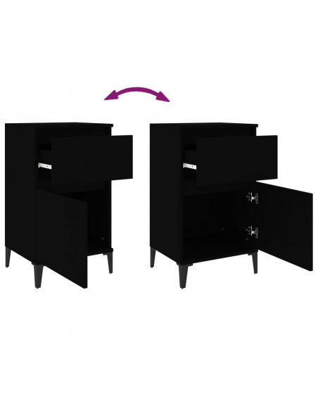 Comodini 2pz Neri 40x35x70 cm