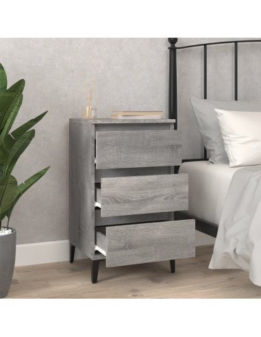 Comodino Grigio Sonoma 40x35x70 cm in Legno Multistrato