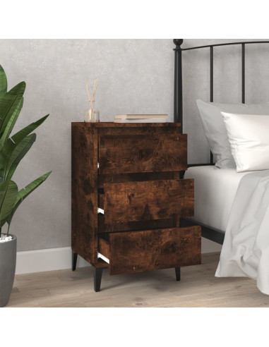 Comodino Rovere Fumo 40x35x70 cm Legno Multistrato