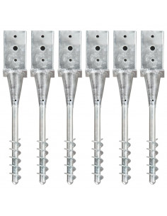 Picchetti di Terra 6 pz Argento 8x8x57 cm in Acciaio Zincato 2