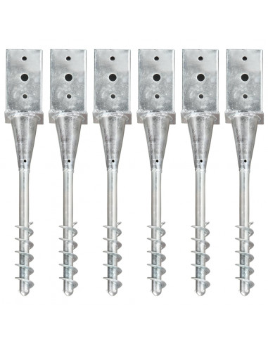 Picchetti di Terra 6 pz Argento 8x8x57 cm in Acciaio Zincato