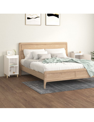 Comodini 2 pz Bianco Lucido 40x35x70 cm in Legno Multistrato