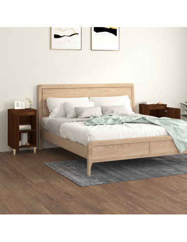 Comodini 2 pz Rovere Marrone 40x35x70 cm in Legno Multistrato