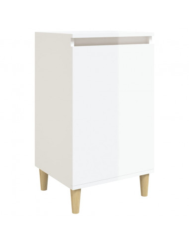 Comodino Bianco Lucido 40x35x70 cm in Legno Multistrato