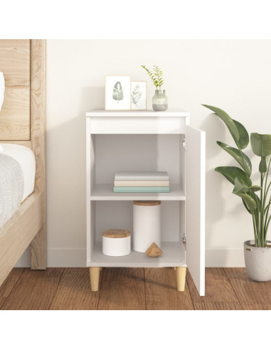 Comodino Bianco Lucido 40x35x70 cm in Legno Multistrato