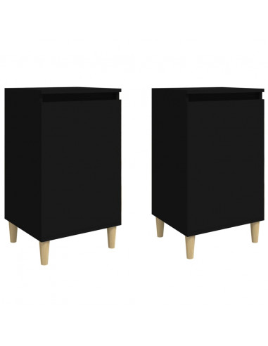 Comodini 2 pz Neri 40x35x70 cm in Legno Multistrato
