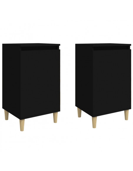 Comodini 2 pz Neri 40x35x70 cm in Legno Multistrato
