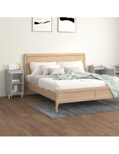 Comodini 2 pz Grigio Sonoma 40x35x70 cm in Legno Multistrato