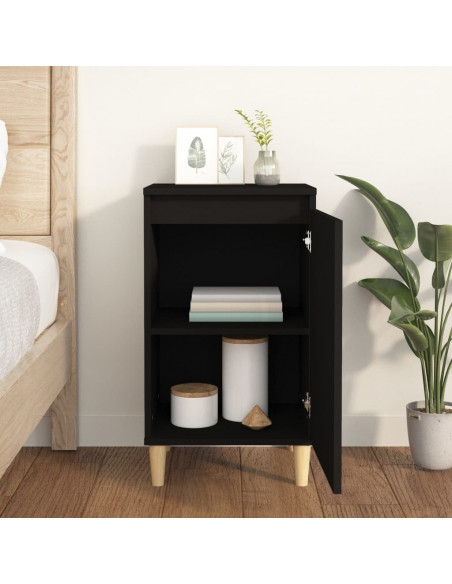 Comodino Nero 40x35x70 cm in Legno Multistrato