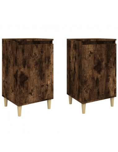 Comodini 2 pz Rovere Fumo 40x35x70 cm in Legno Multistrato