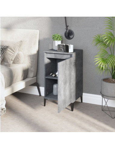 Comodino Grigio Cemento 40x35x70 cm in Legno Multistrato