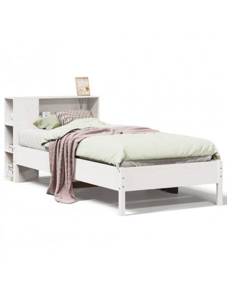 Letto Libreria senza Materasso Bianco 100x200 cm Legno di Pino