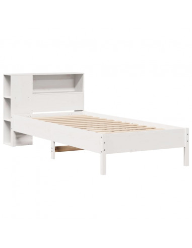 Letto Libreria senza Materasso Bianco 100x200 cm Legno di Pino