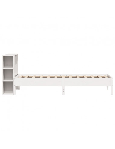 Letto Libreria senza Materasso Bianco 100x200 cm Legno di Pino