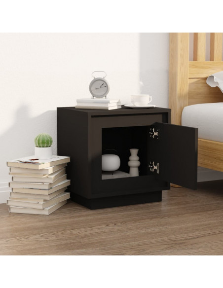 Comodino Nero 44x35x45 cm in Legno Multistrato