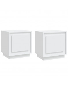 Comodini 2 pz Bianchi 44x35x45 cm in Legno Multistrato 2