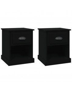 Comodini 2 pz Neri 39x39x47,5 cm in Legno Multistrato 2