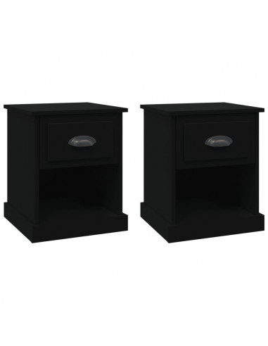 Comodini 2 pz Neri 39x39x47,5 cm in Legno Multistrato