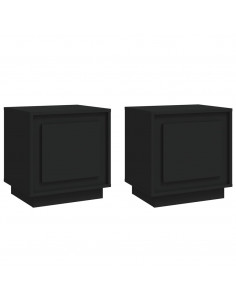 Comodini 2 pz Neri 44x35x45 cm in Legno Multistrato 2
